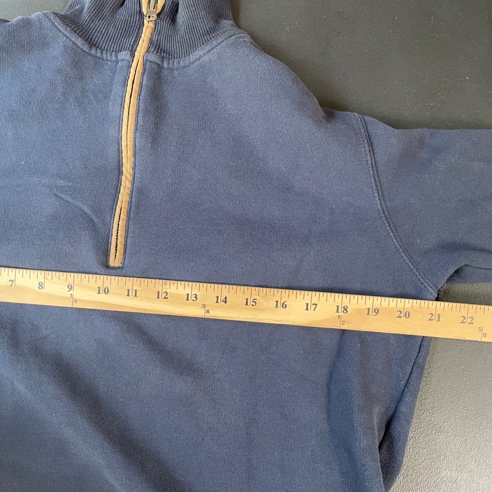 Woolrich Quarter Zip Pullover Mens S Navy Blue Elbow Patches Heritage Preppy - Picture 8 of 10